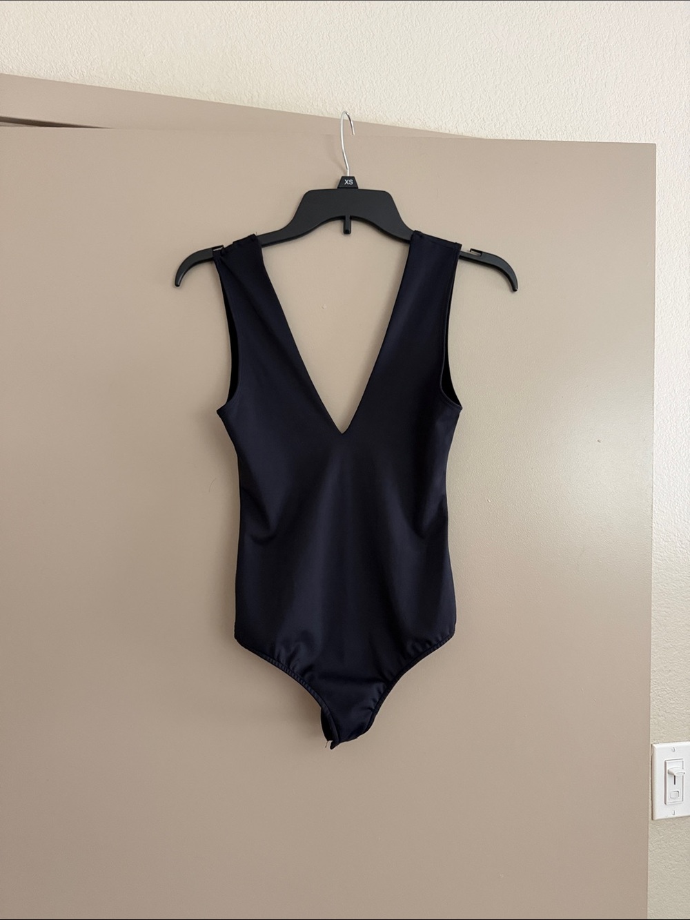 Sleeveless Black Thong V-Neck Low Back Bodysuit
